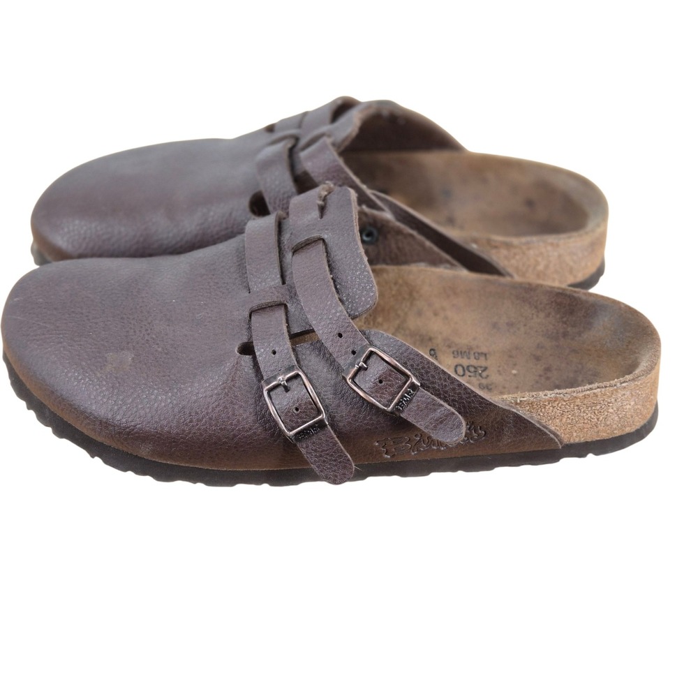 Birki's by Birkenstock Brown Leather Double Strap Clogs Mules EU 39 L8 M6